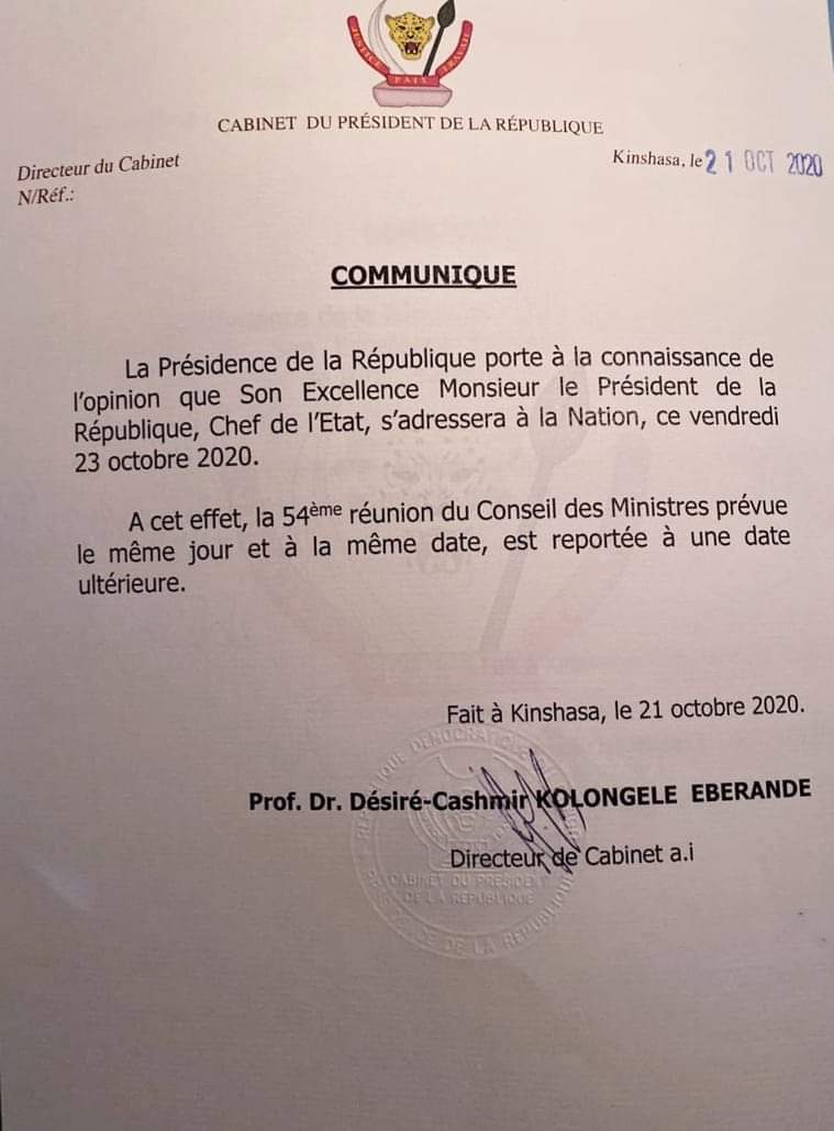Dissolution du Parlement Congolais